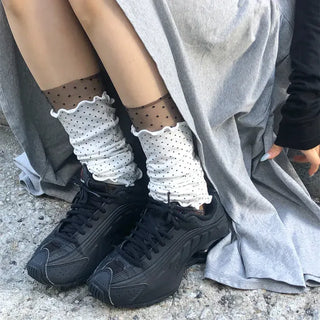 Keyless Mini Dot Wavy Pleated Leg Warmers
