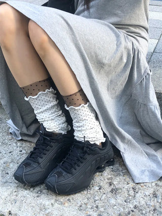 Keyless Mini Dot Wavy Pleated Leg Warmers