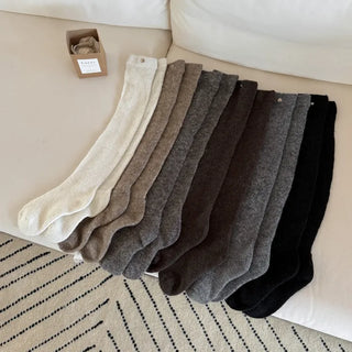 Silver Pendant Loose Fit Knit Long Pleated Warmer Socks