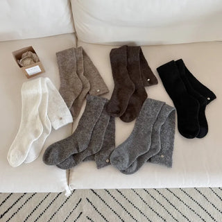 Silver Pendant Loose Fit Knit Long Pleated Warmer Socks