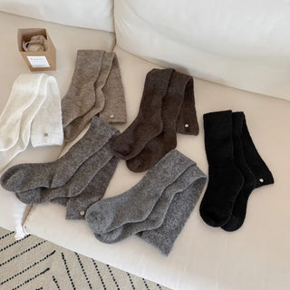 Silver Pendant Loose Fit Knit Long Pleated Warmer Socks