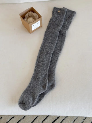 Silver Pendant Loose Fit Knit Long Pleated Warmer Socks