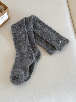 Silver Pendant Loose Fit Knit Long Pleated Warmer Socks