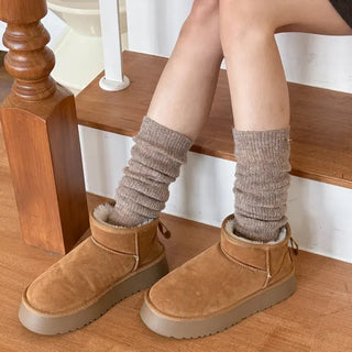 Silver Pendant Loose Fit Knit Long Pleated Warmer Socks