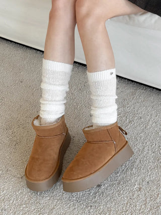 Silver Pendant Loose Fit Knit Long Pleated Warmer Socks
