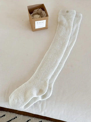 Silver Pendant Loose Fit Knit Long Pleated Warmer Socks