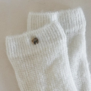 Silver Pendant Loose Fit Knit Long Pleated Warmer Socks