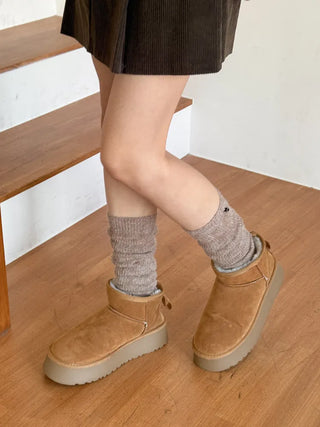 Silver Pendant Loose Fit Knit Long Pleated Warmer Socks