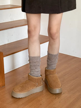 Silver Pendant Loose Fit Knit Long Pleated Warmer Socks