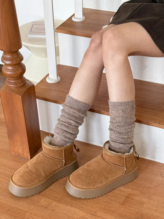 Silver Pendant Loose Fit Knit Long Pleated Warmer Socks