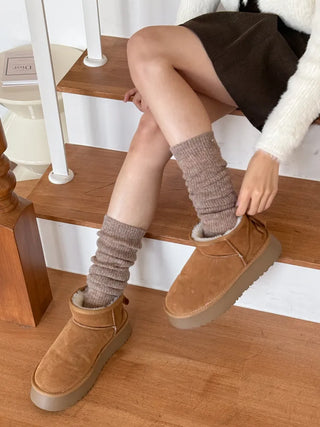 Silver Pendant Loose Fit Knit Long Pleated Warmer Socks