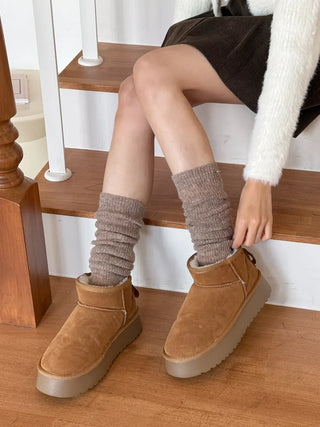 Silver Pendant Loose Fit Knit Long Pleated Warmer Socks