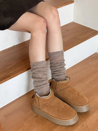 Silver Pendant Loose Fit Knit Long Pleated Warmer Socks