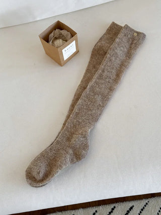Silver Pendant Loose Fit Knit Long Pleated Warmer Socks