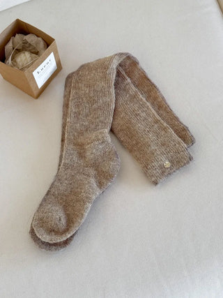 Silver Pendant Loose Fit Knit Long Pleated Warmer Socks