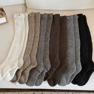 Silver Pendant Loose Fit Knit Long Pleated Warmer Socks