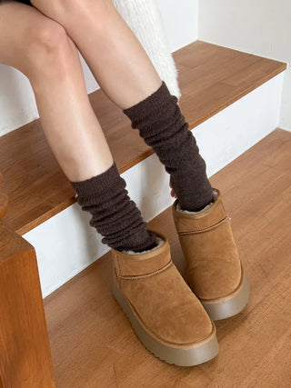 Silver Pendant Loose Fit Knit Long Pleated Warmer Socks