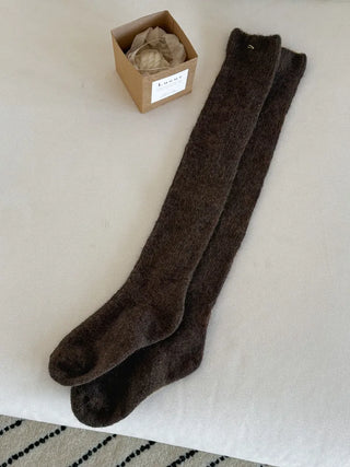 Silver Pendant Loose Fit Knit Long Pleated Warmer Socks
