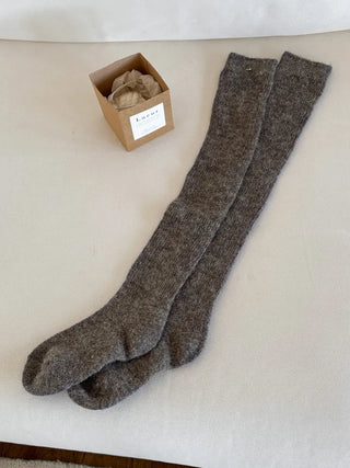 Silver Pendant Loose Fit Knit Long Pleated Warmer Socks