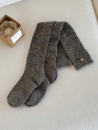 Silver Pendant Loose Fit Knit Long Pleated Warmer Socks
