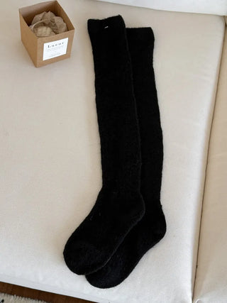 Silver Pendant Loose Fit Knit Long Pleated Warmer Socks