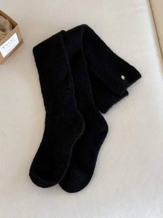 Silver Pendant Loose Fit Knit Long Pleated Warmer Socks