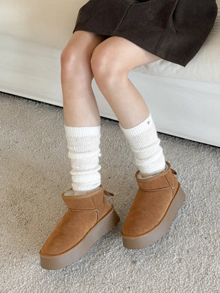 Silver Pendant Loose Fit Knit Long Pleated Warmer Socks