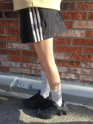 Arti Pin Dot Knit Contrast Long Knee Socks