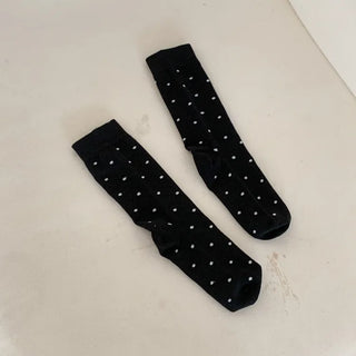 Arti Pin Dot Knit Contrast Long Knee Socks