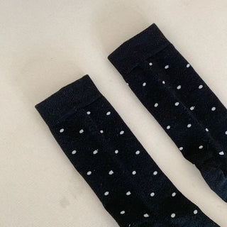 Arti Pin Dot Knit Contrast Long Knee Socks