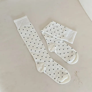 Arti Pin Dot Knit Contrast Long Knee Socks