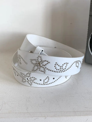 Flower Stud Cubic Leather Belt