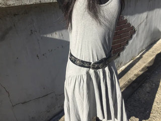 Flower Stud Cubic Leather Belt