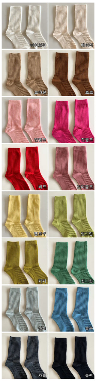 Color Mood Ribbed All-Season Cotton Socks