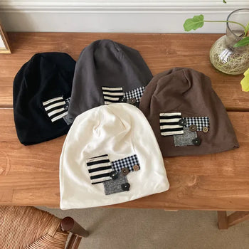 Patch Button Mix & Match Cotton Beanie Hat