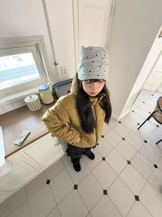 Fleece-lined Dot Pattern Warmer Beanie Hat