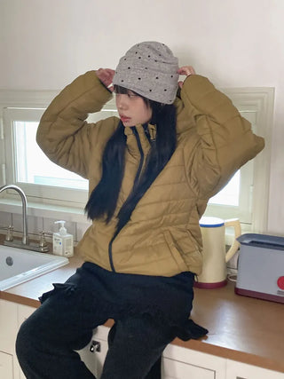 Fleece-lined Dot Pattern Warmer Beanie Hat