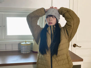 Fleece-lined Dot Pattern Warmer Beanie Hat