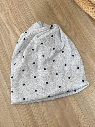 Fleece-lined Dot Pattern Warmer Beanie Hat