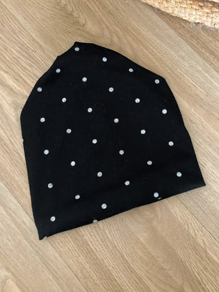 Fleece-lined Dot Pattern Warmer Beanie Hat