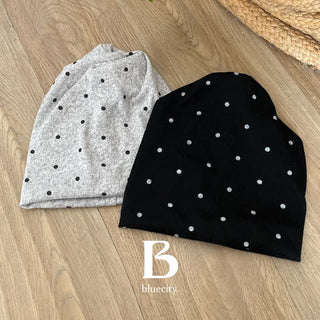 Fleece-lined Dot Pattern Warmer Beanie Hat