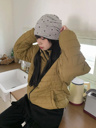 Fleece-lined Dot Pattern Warmer Beanie Hat