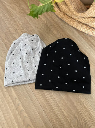 Fleece-lined Dot Pattern Warmer Beanie Hat
