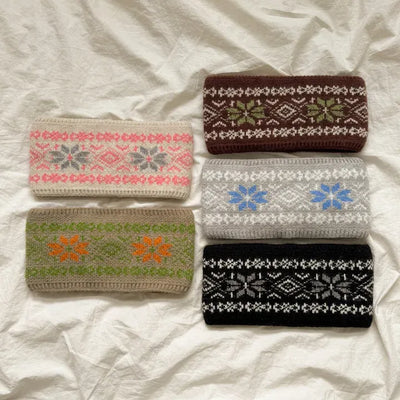 Snow Nordic Pattern Knit Granola Look Bandana Hairband