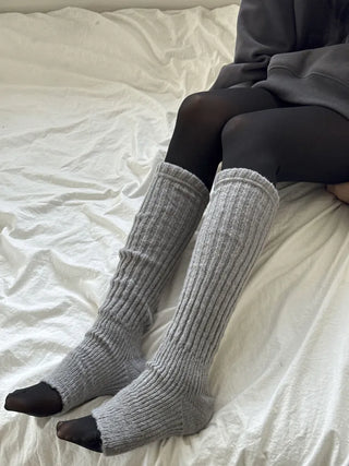 Delicate Ribbed Thick Knit Long Leg Warmers