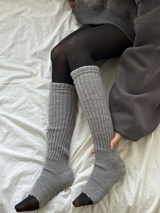 Delicate Ribbed Thick Knit Long Leg Warmers