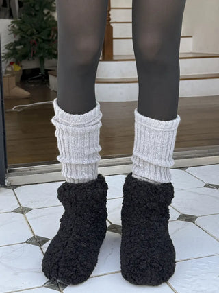 Delicate Ribbed Thick Knit Long Leg Warmers