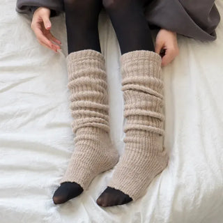 Delicate Ribbed Thick Knit Long Leg Warmers