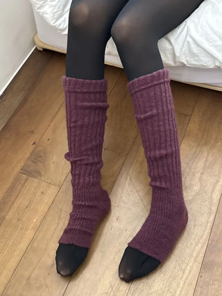 Delicate Ribbed Thick Knit Long Leg Warmers