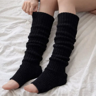 Delicate Ribbed Thick Knit Long Leg Warmers